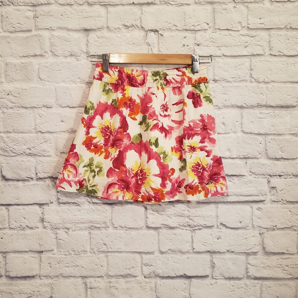 Summer Linen Floral Hollister Mini Skirt